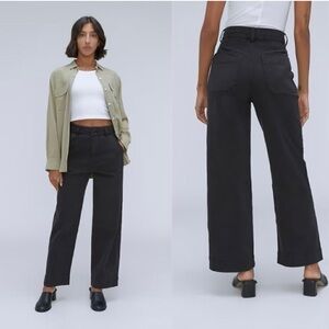 Everlane The Easy Pant Black Wide Leg Pull On Relaxed Fit Pants sz 10